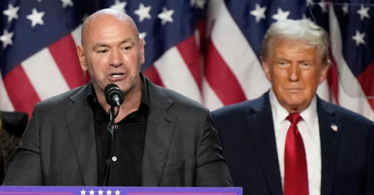 Dana White praises Donald Trump's determination and hard work in his victory speech, highlighting their long-standing friendship and mutual support.