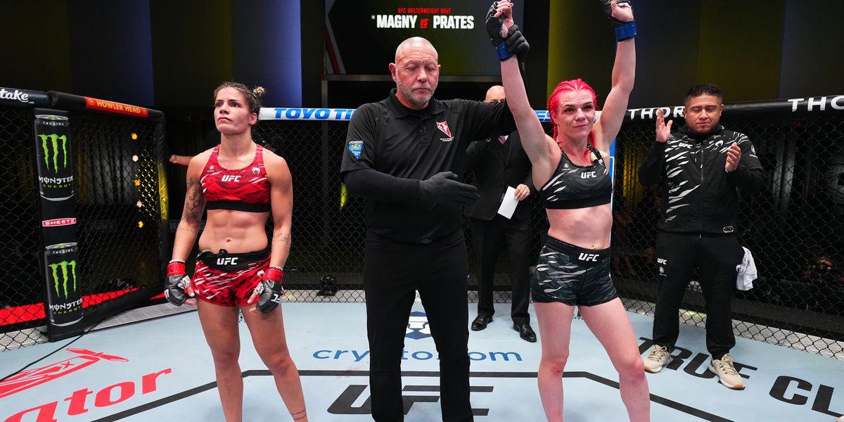 Gillian Robertson defeats Luana Pinheiro at UFC Vegas 100, securing her third consecutive win in the Strawweight division, with a dominant grappling performance.