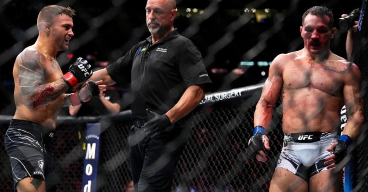 Dustin Poirier and Michael Chandler's intense Poirier Chandler Fight at UFC 281, including controversial moments and fight analysis.